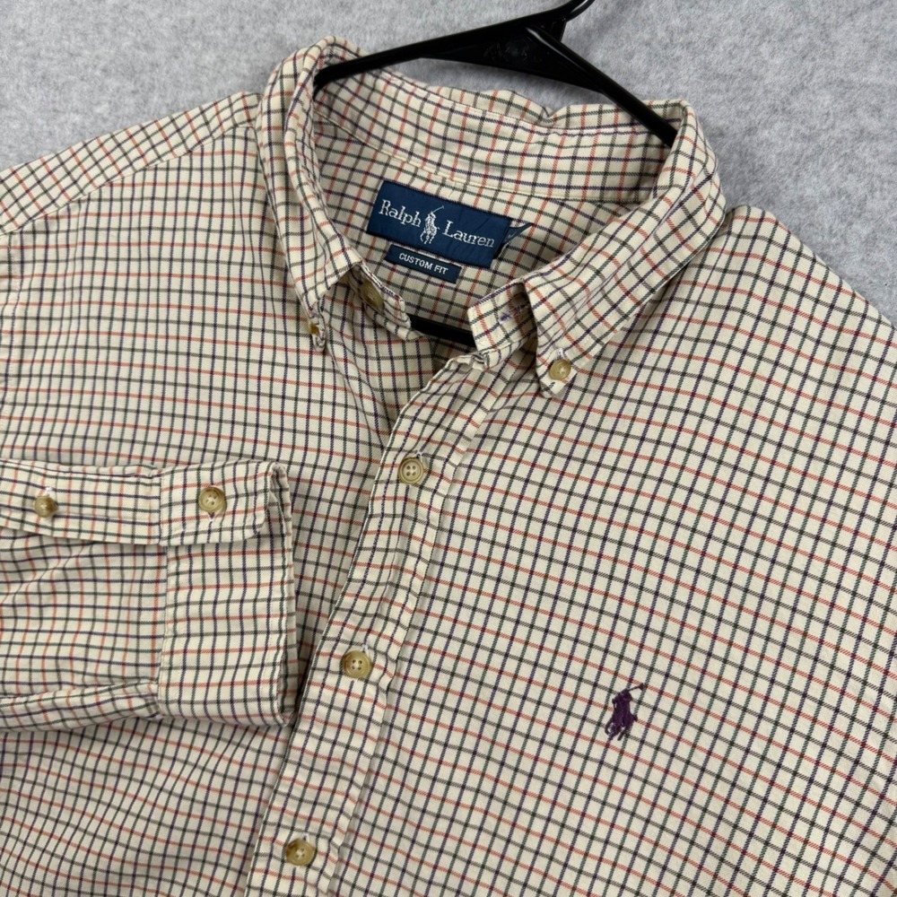 Ralph Lauren Button Down Shirt Mens XL Multicolor Plaid Custom Fit Long Sleeve